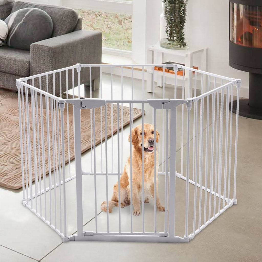 White 6 Panel Metal Playpen Barrier Z996532