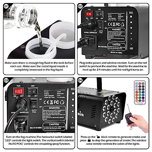 500W Fog Machine with LED Lights and Remote Control E552