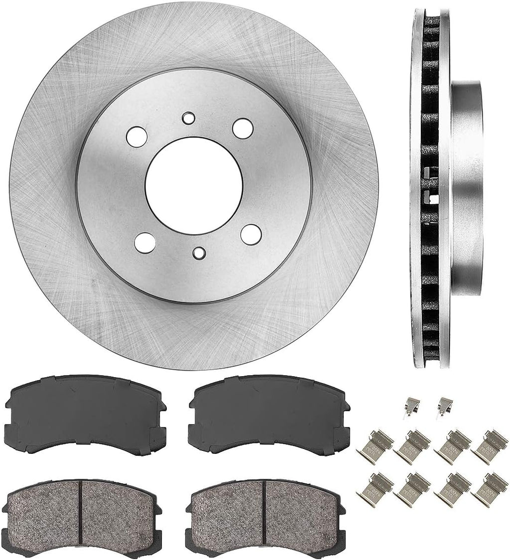256 mm 4 Lug Brake Disc Rotors + Ceramic Brake Pads + Hardware R118