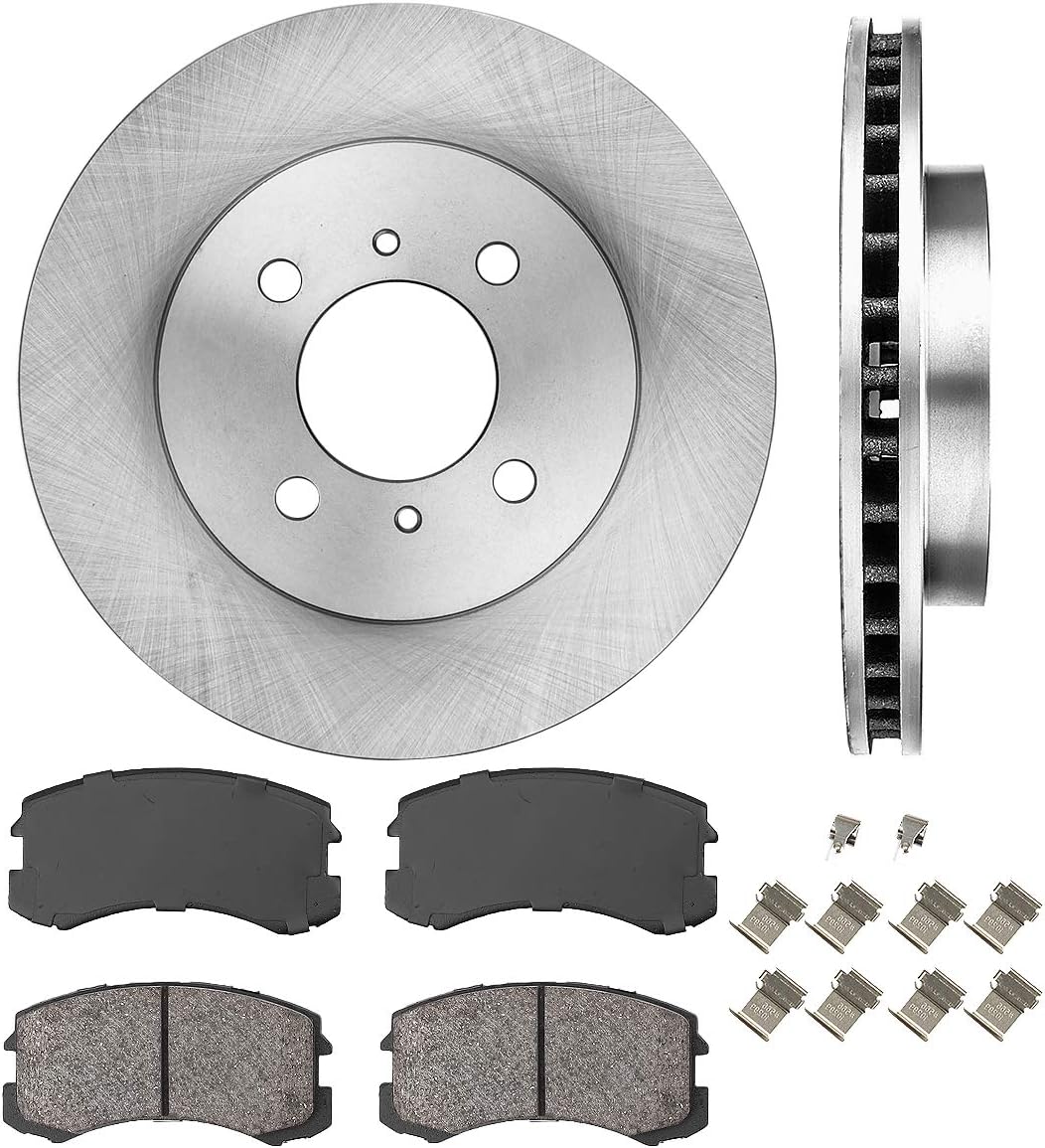 256 mm 4 Lug Brake Disc Rotors + Ceramic Brake Pads + Hardware R118