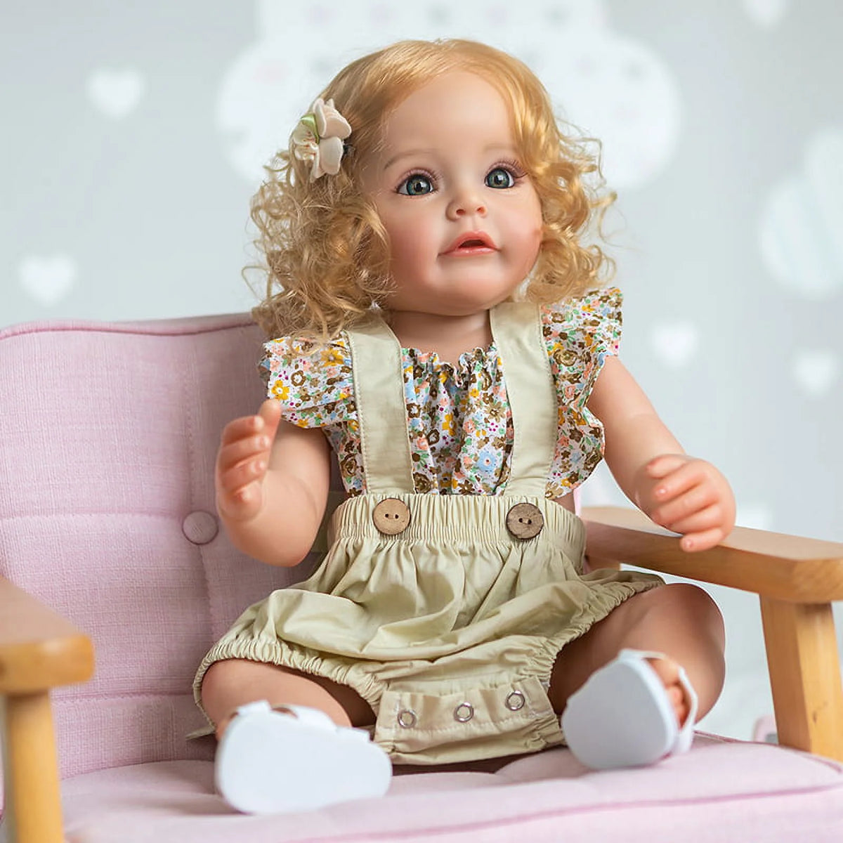 22inch Realistic Reborn Baby Dolls Blonde Gold Hair Full Silicone Body Waterproof D6063