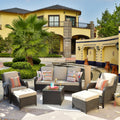 Beige 6-piece Wicker Sectional Set with Table B34491