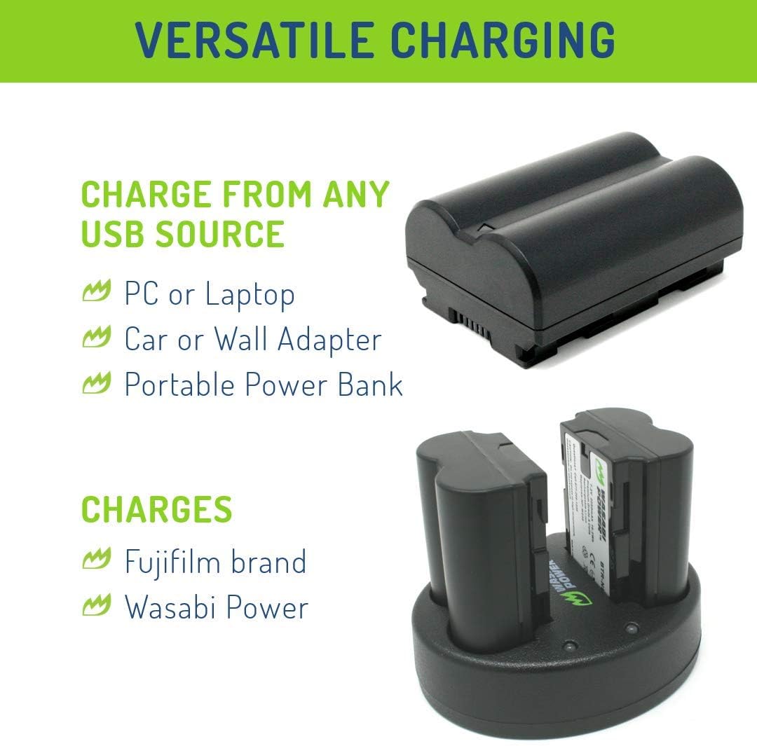 Wasabi Power Battery (2-Pack) & Dual Charger for Fujifilm NP-W235 M197