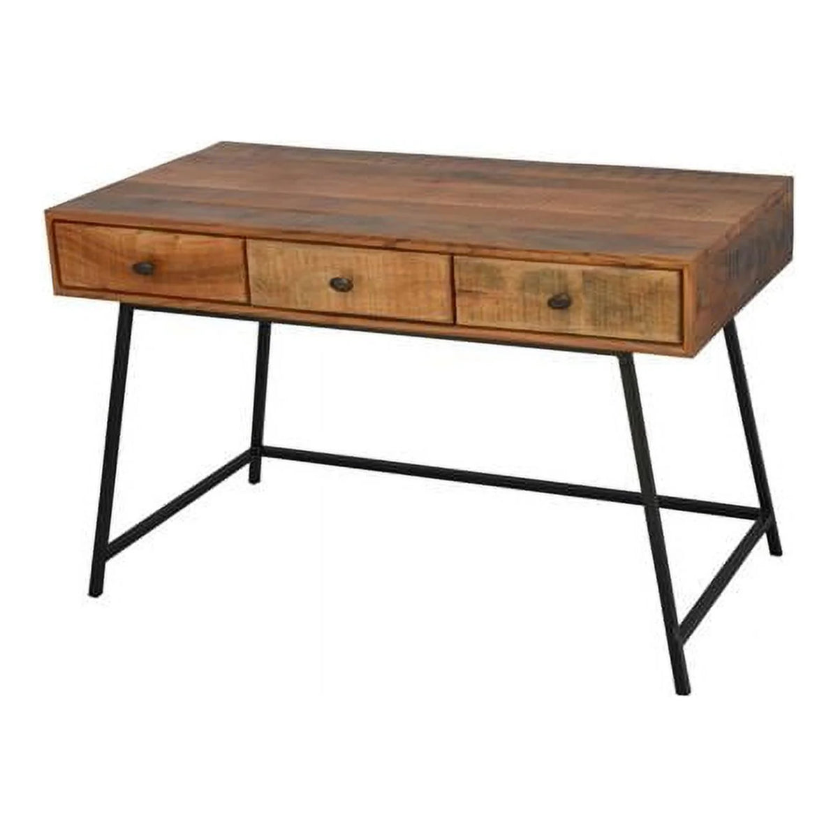 Natural Black Mango Wood Writing Desk with Three Drawers I3367