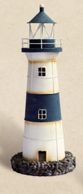 Rustic Blue & White Tin Lighthouse Candle Holder J2365