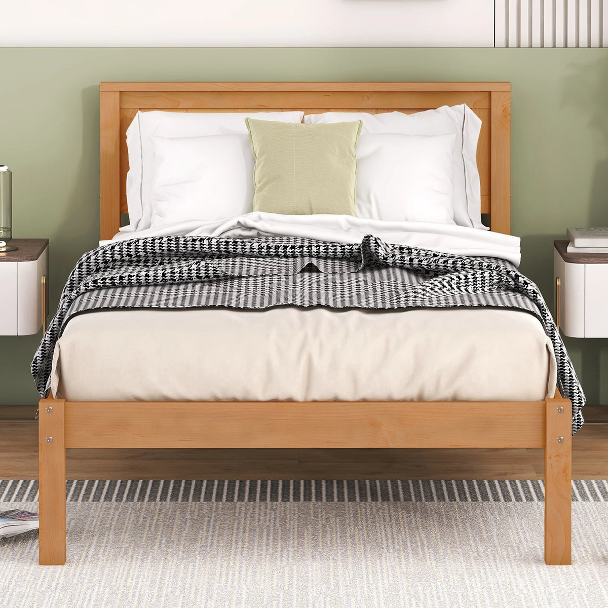 Twin Wood Platform Bed with Headboard Z192759
