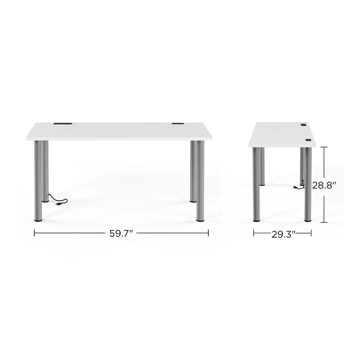 60" Powered Writing Desk White C7396