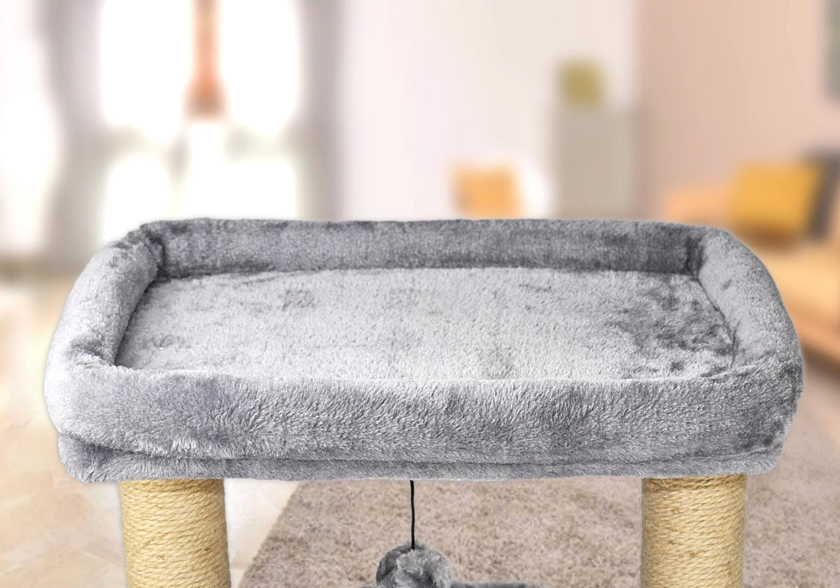 43.3" Grey Cat Tree with Condo Hammock Scratching Posts A393501