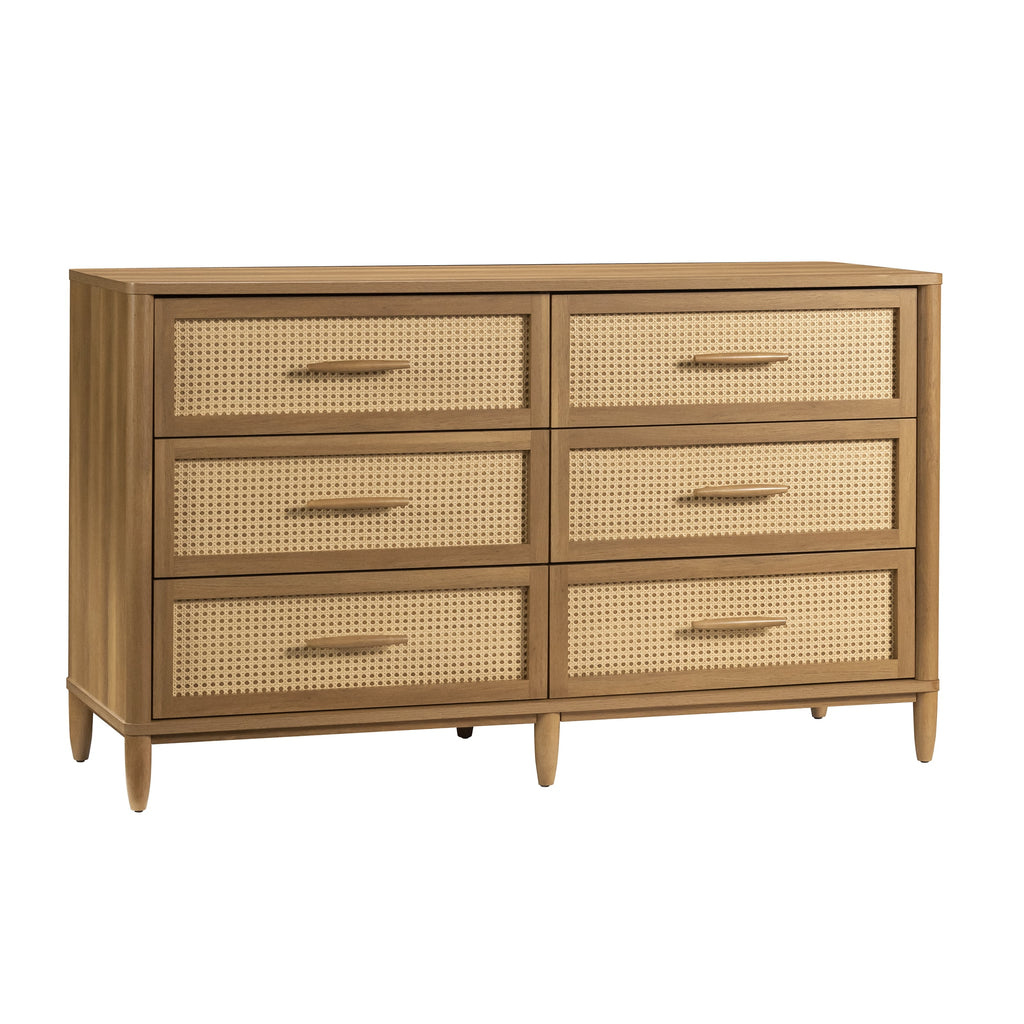 6 Drawer Dresser, Light Honey Finish U5738