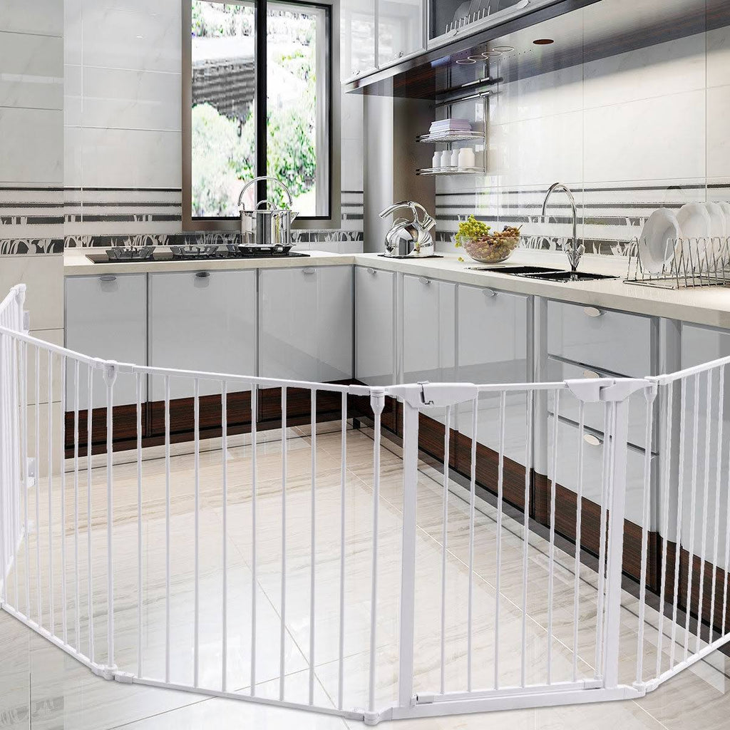 White 6 Panel Metal Playpen Barrier Z996532