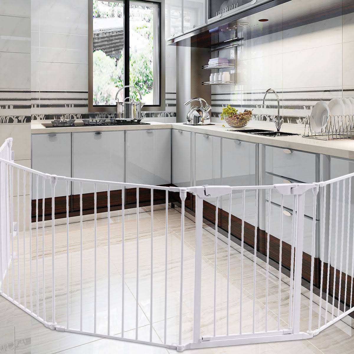White 6 Panel Metal Playpen Barrier Z996532