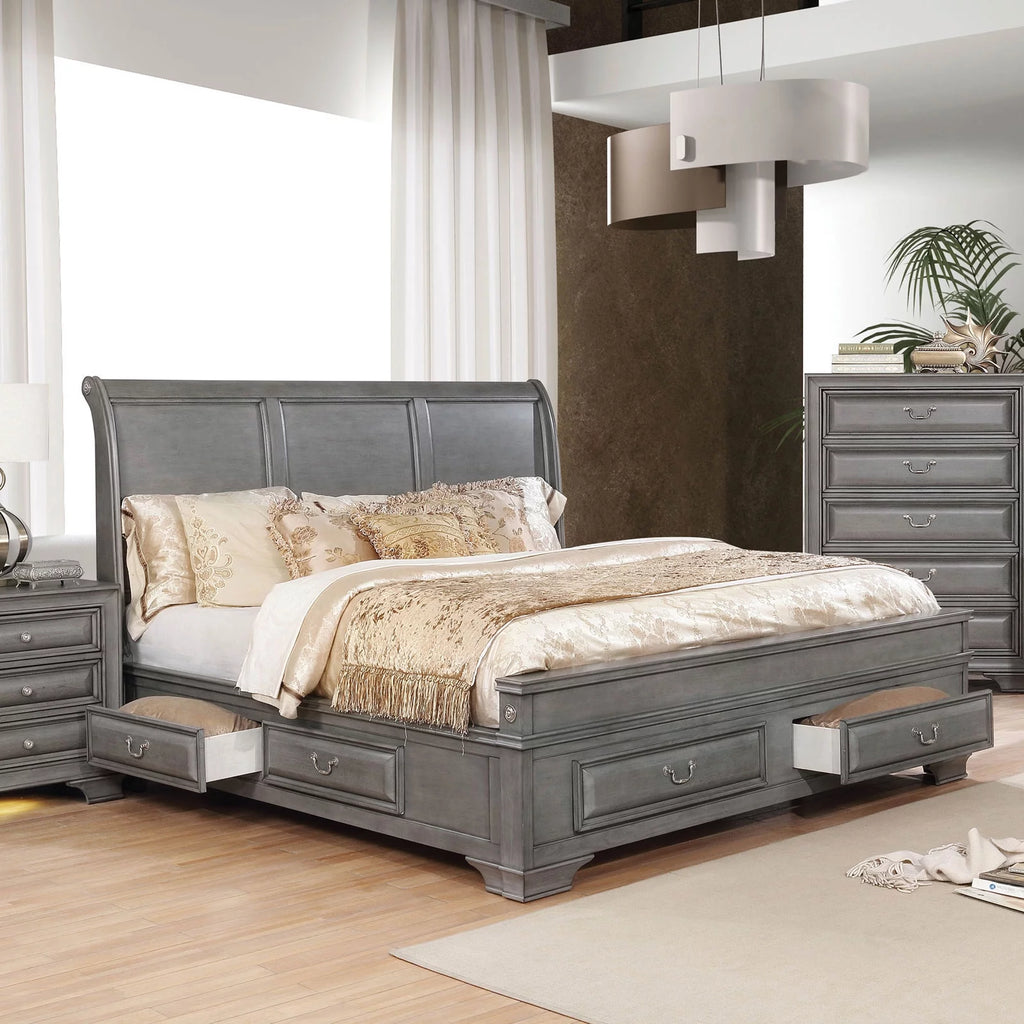 California King Size Solid Wood Storage Bed F7787