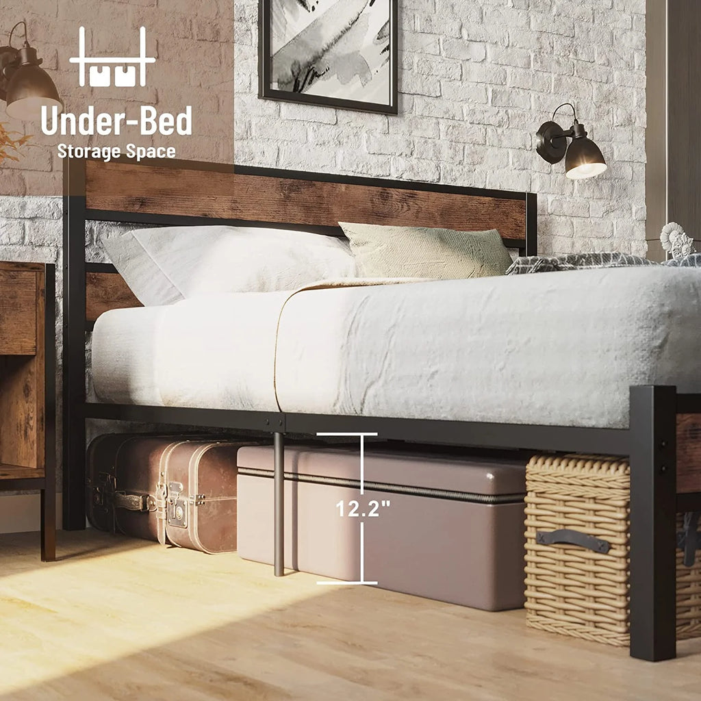 Queen Metal Bed Frame with Headboard J18830