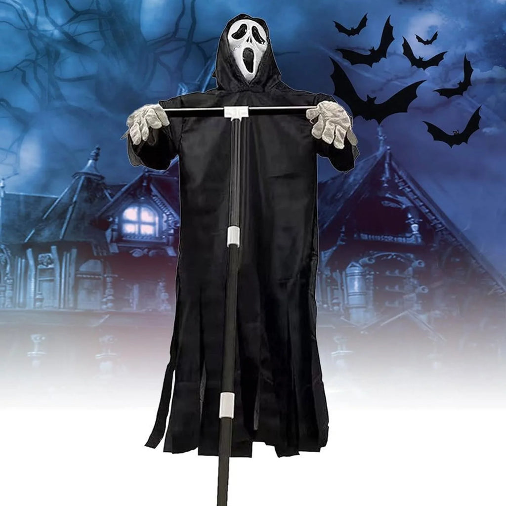 Black Halloween Flying Ghostface Decoration with Detachable Pole and Gloves L51988