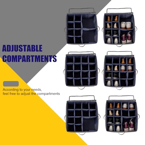 Grey Fabric Shoe Storage Bins for Closet, 16 Pairs T321240