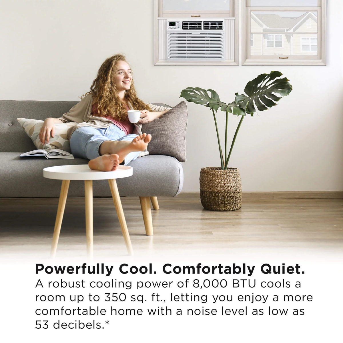 8000 BTU Smart Window Air Conditioner with Remote, White A389350