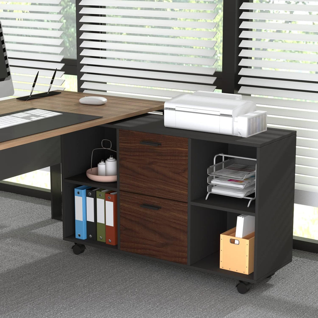 Black 2 Drawer Mobile Filing Cabinet with Storage R2577