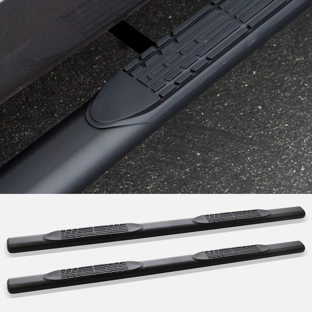 4 Oval Side Step Nerf Bars Matte Black E2455