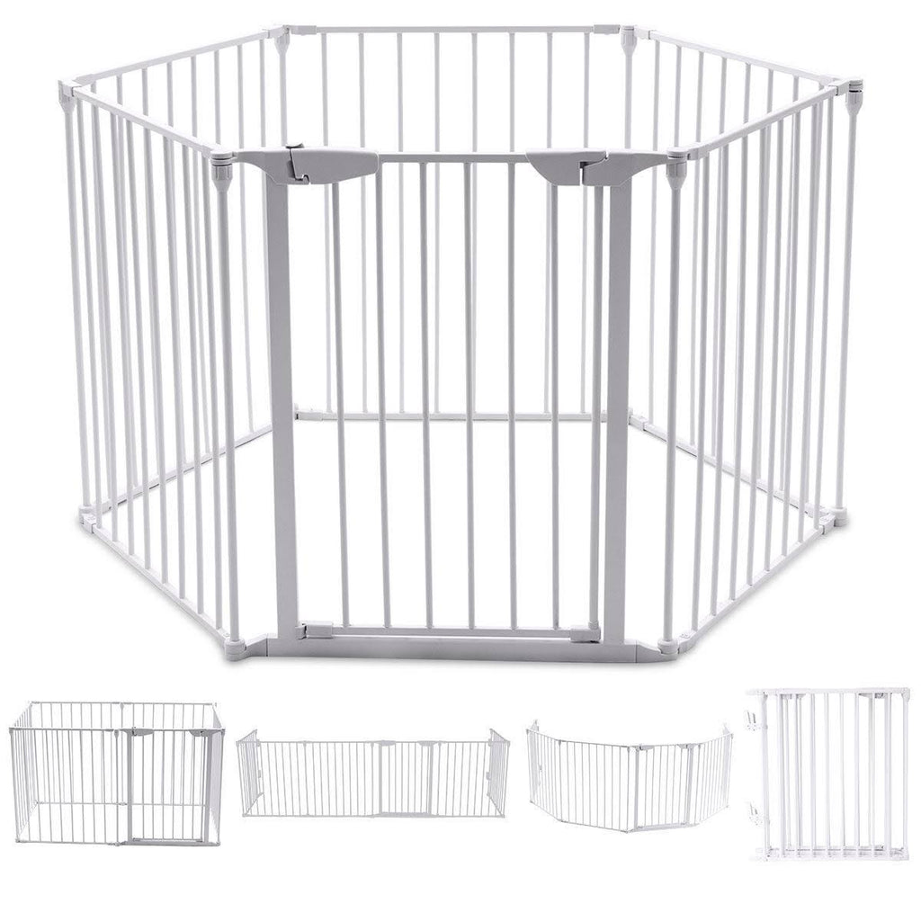 White 6 Panel Metal Playpen Barrier Z996532