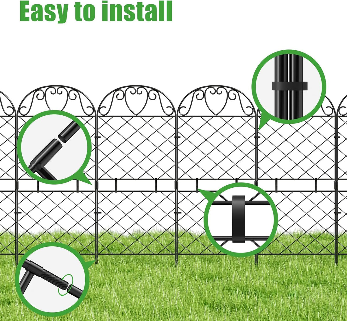 10 Panels Rustproof Metal Wire Garden Fence S459648