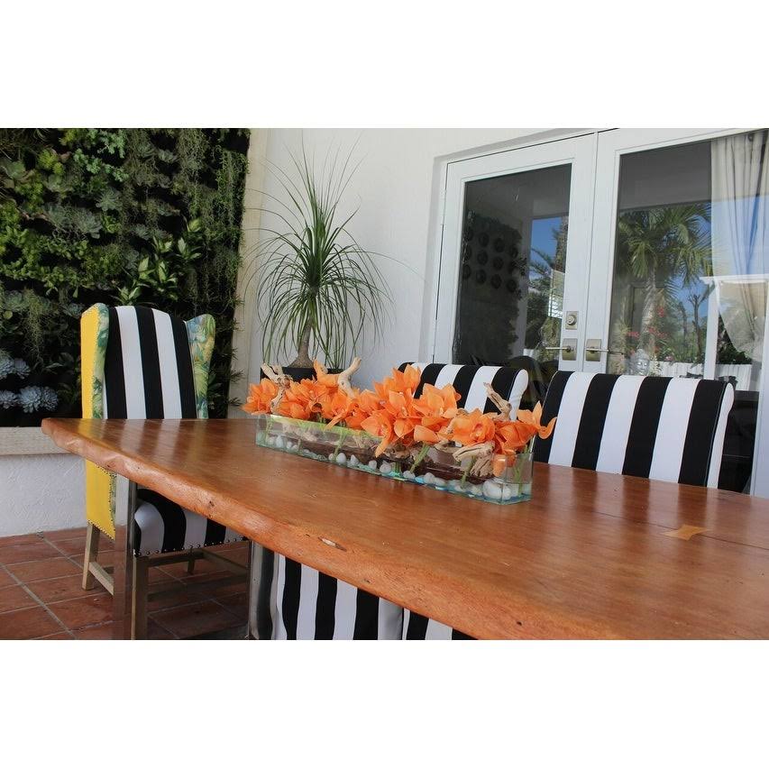 Cymbidium Orchids and Driftwood Centerpiece in Glass Planter Q301557