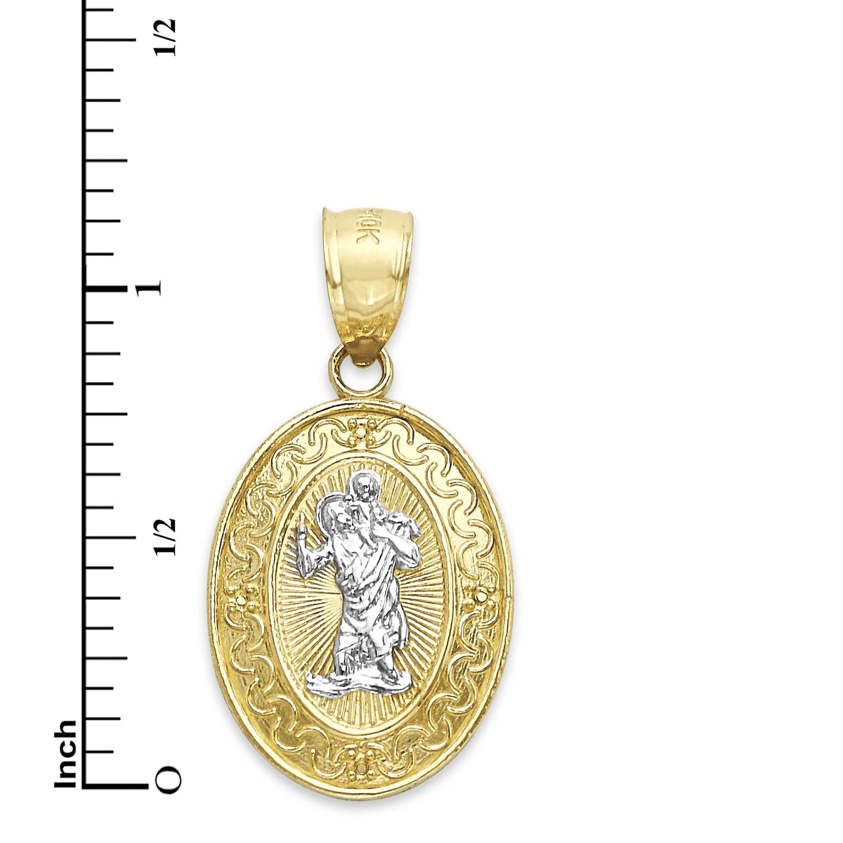 14k Real Solid Gold Saint Christopher Pendant X19094