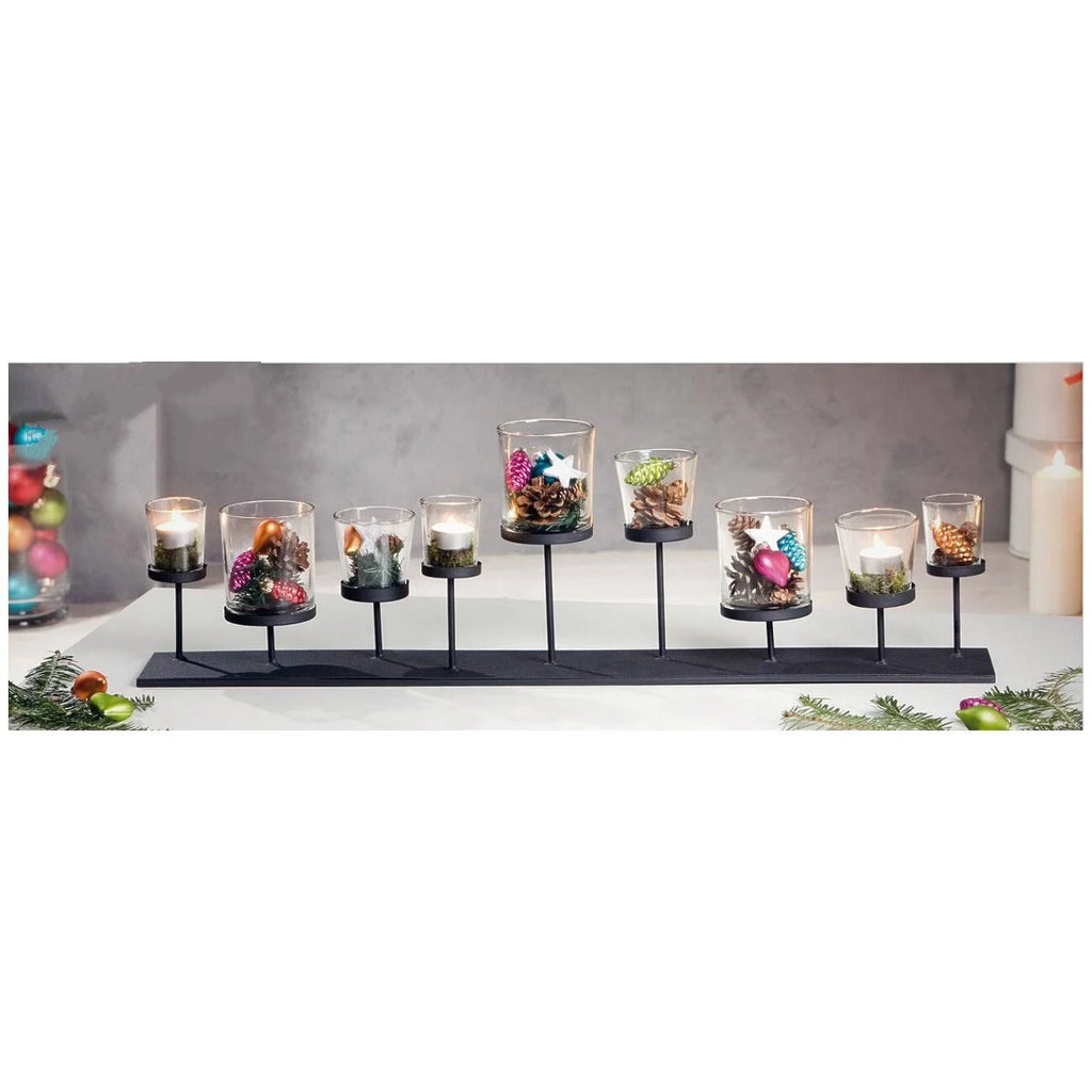 Pedestal Candle Centerpiece with Nine Metal Candle Holders P432