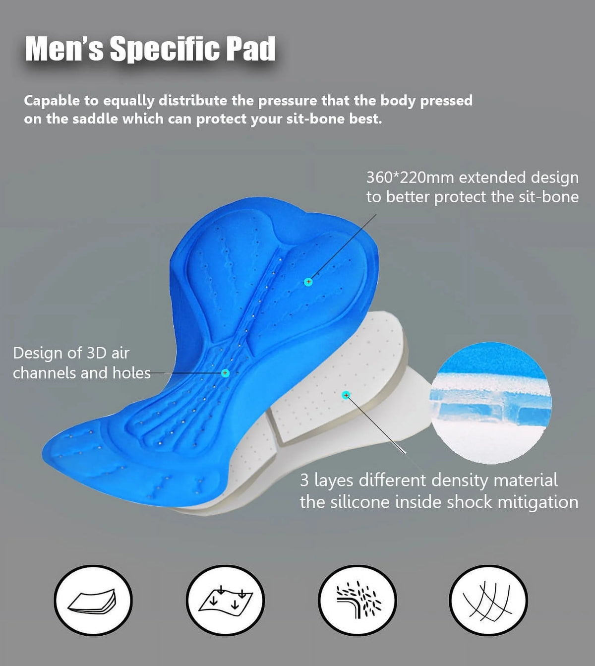 Blue M Padded Cycling Bike Shorts G756