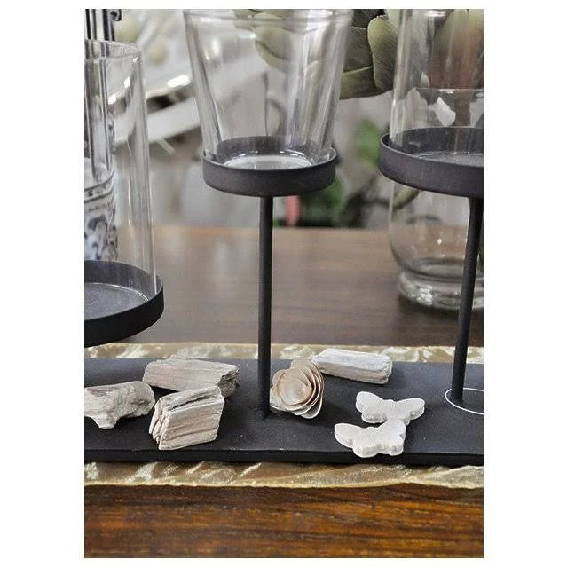 Pedestal Candle Centerpiece with Nine Metal Candle Holders P432