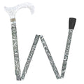 White Pearlz Rhinestone Collar Black Swirl Adjustable Folding Cane J99443