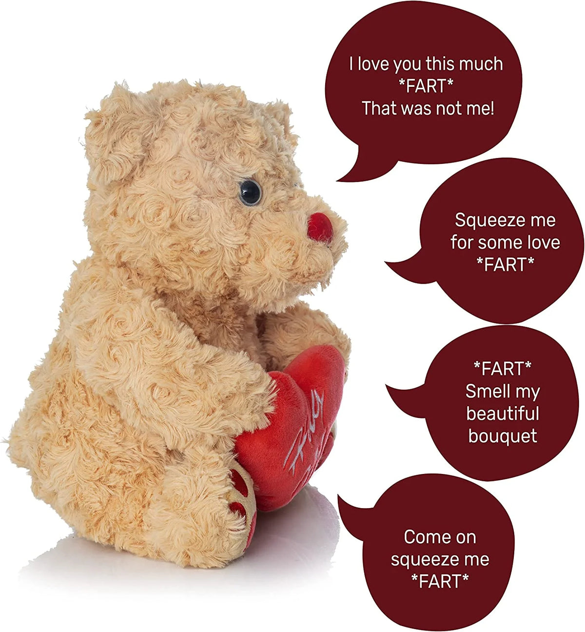 Brown Plush Teddy Bear with Red Hug Me Love Heart Stuffed Animal M114948
