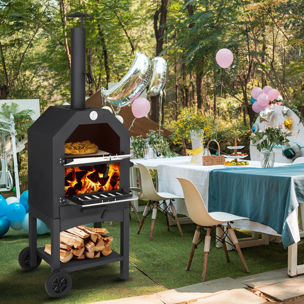 Portable Wood Burning Outdoor Pizza Oven with Pizza Stone and Peel S399