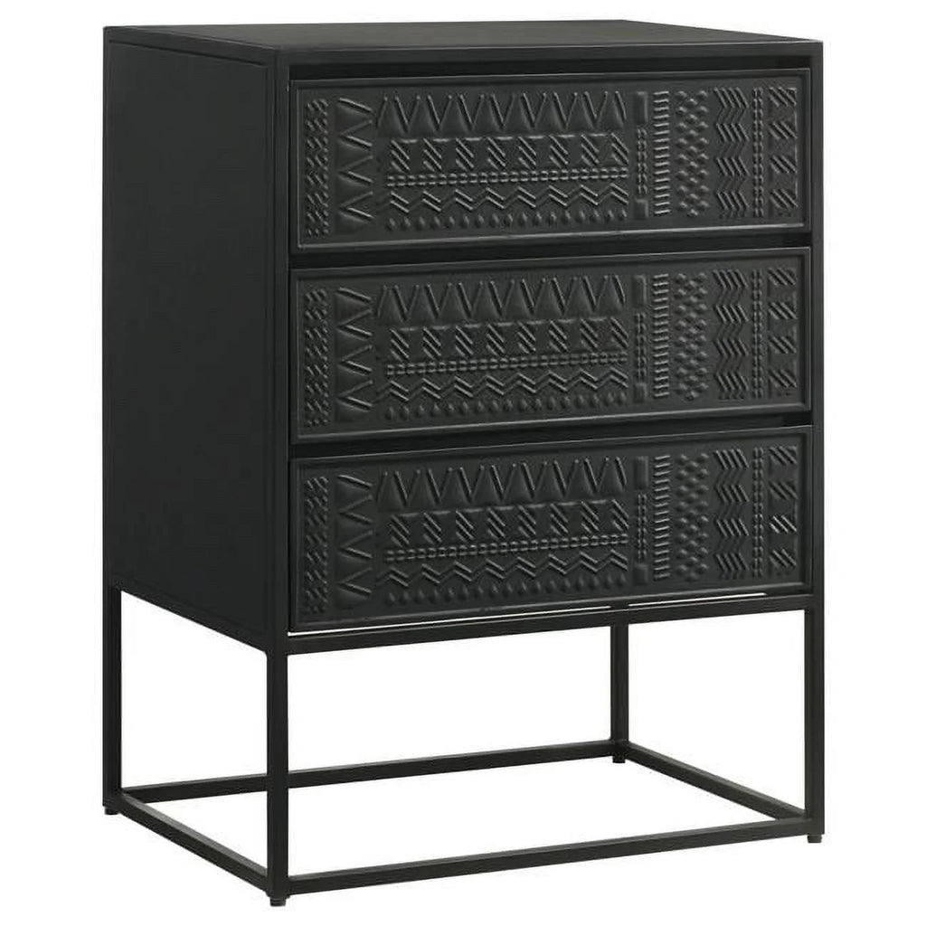 Black 40 in. 3 Drawer Mango Wood Accent Cabinet N539934