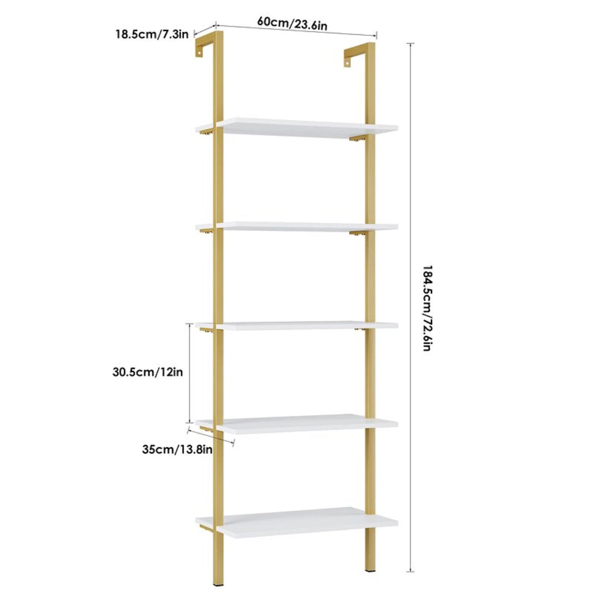 Wall Mounted 5 Tiers Ladder Shelves O64589