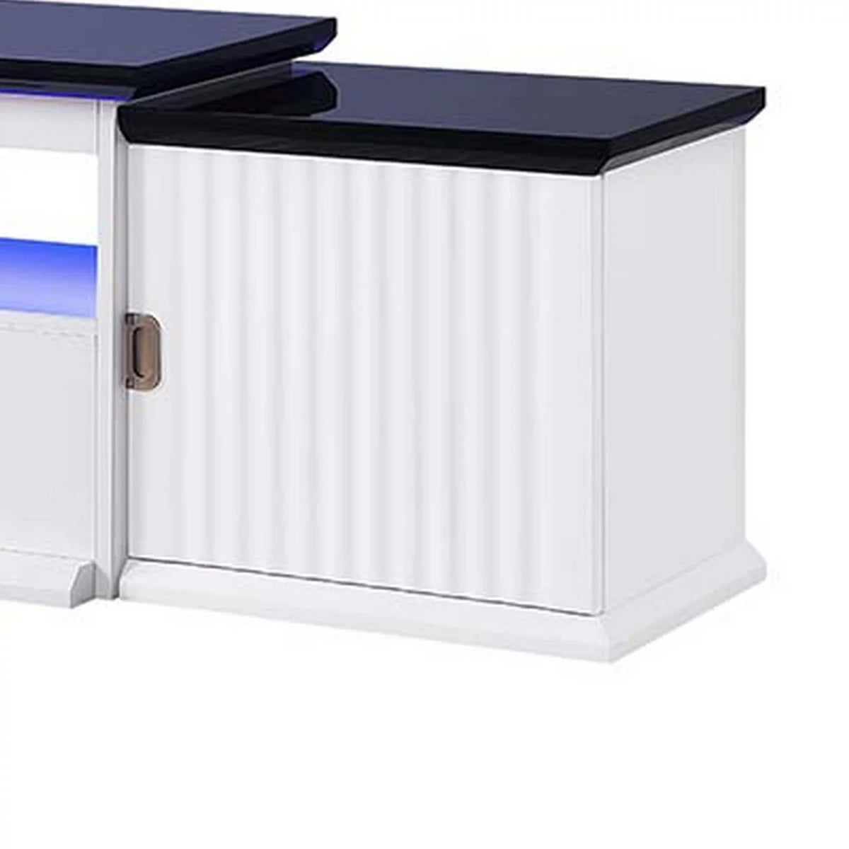 83 Inch White Wood TV Media Stand with 2 Shelves T8010