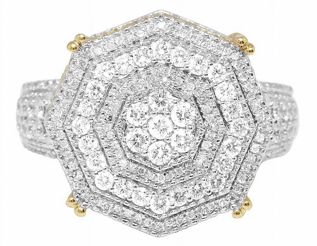 Mens 10K Yellow Gold Genuine Diamond 3D Octagon Wedding Pinky Ring 1.4 CT 19MM J558074