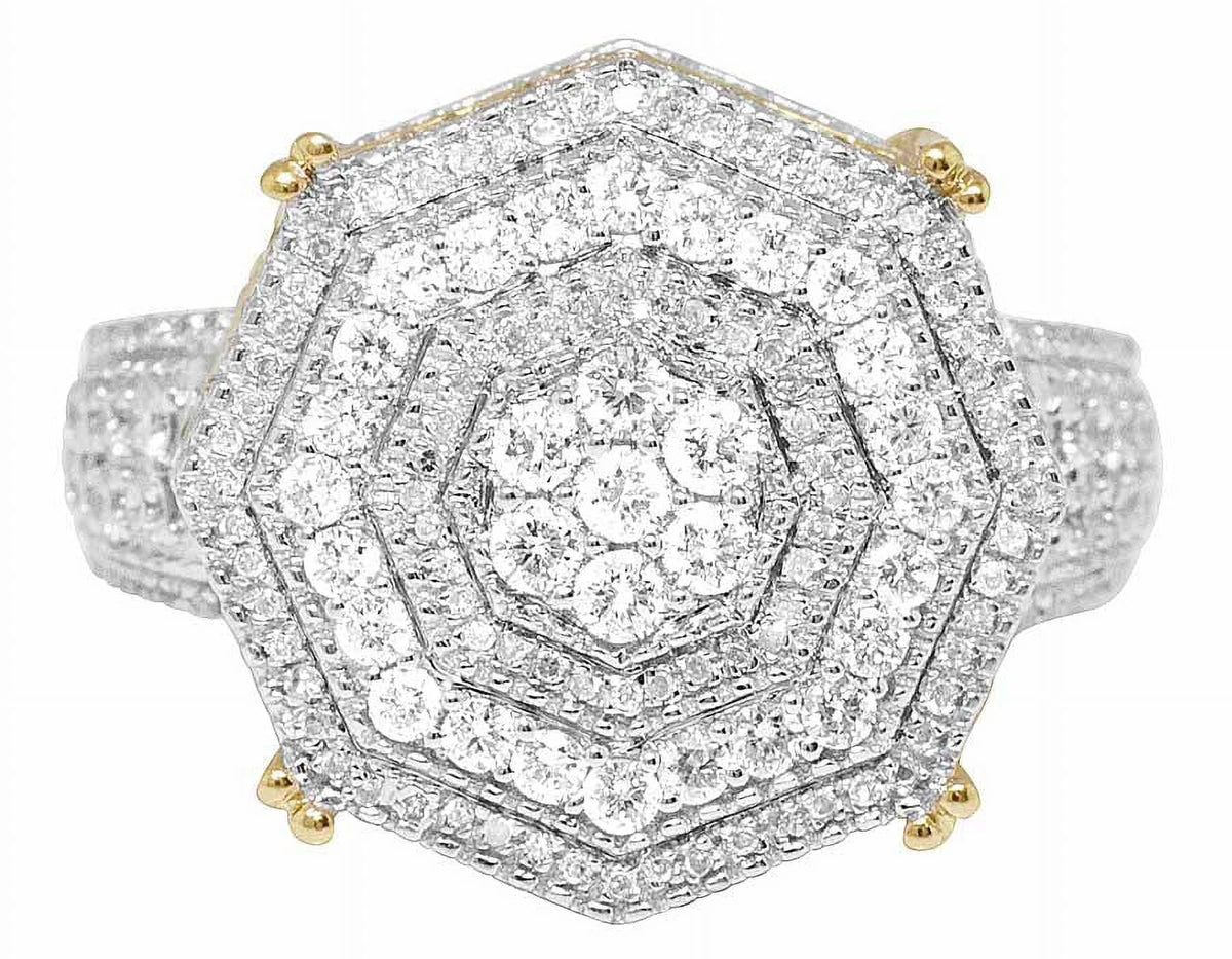 Mens 10K Yellow Gold Genuine Diamond 3D Octagon Wedding Pinky Ring 1.4 CT 19MM J558074