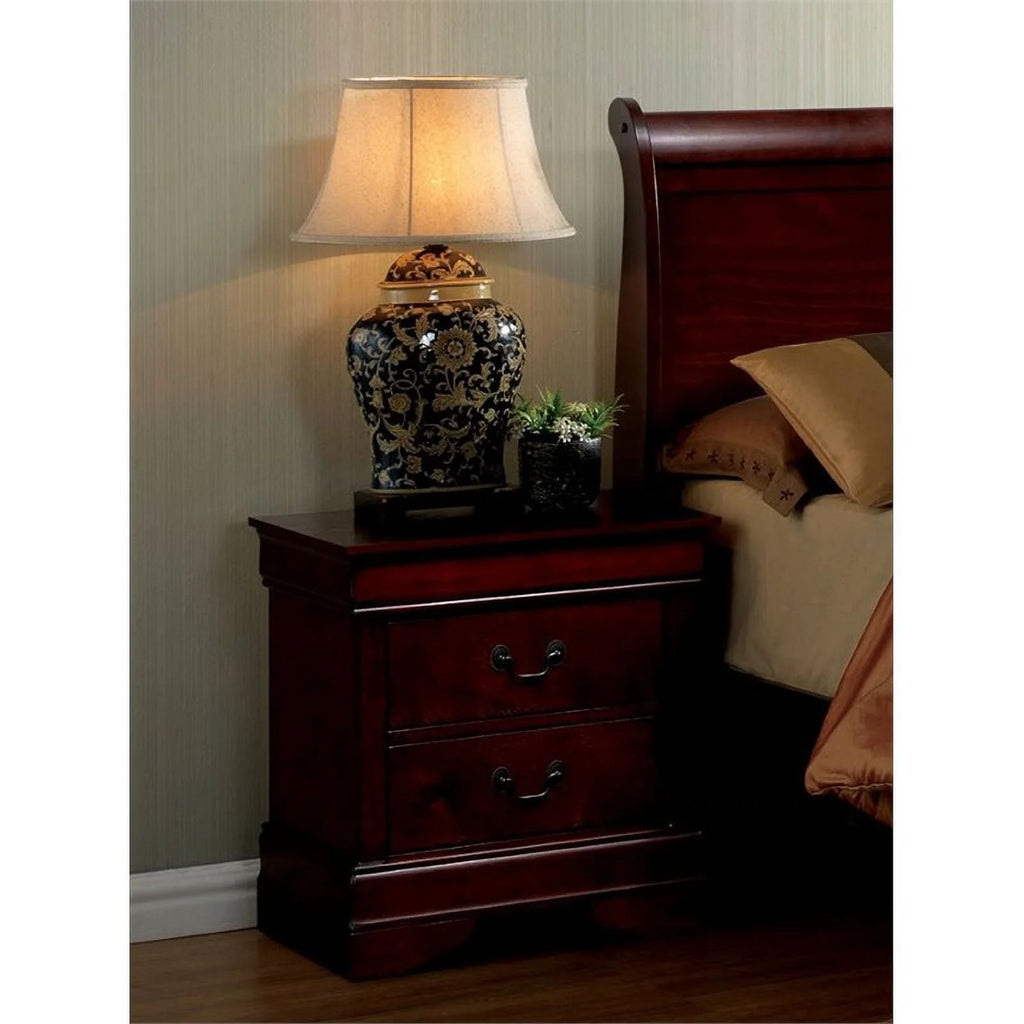 Solid Wood 2-Drawer Nightstand in Cherry E249