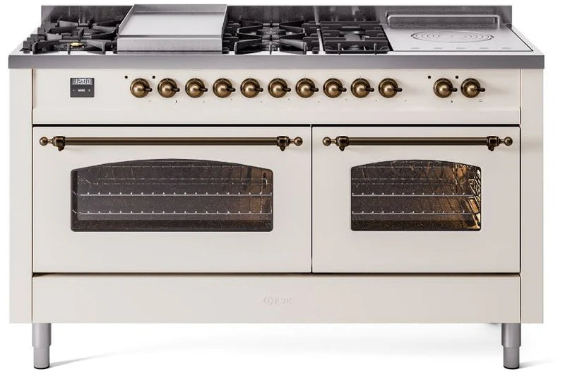 60 Dual Fuel Propane Gas Range Antique White Bronze Trim X371