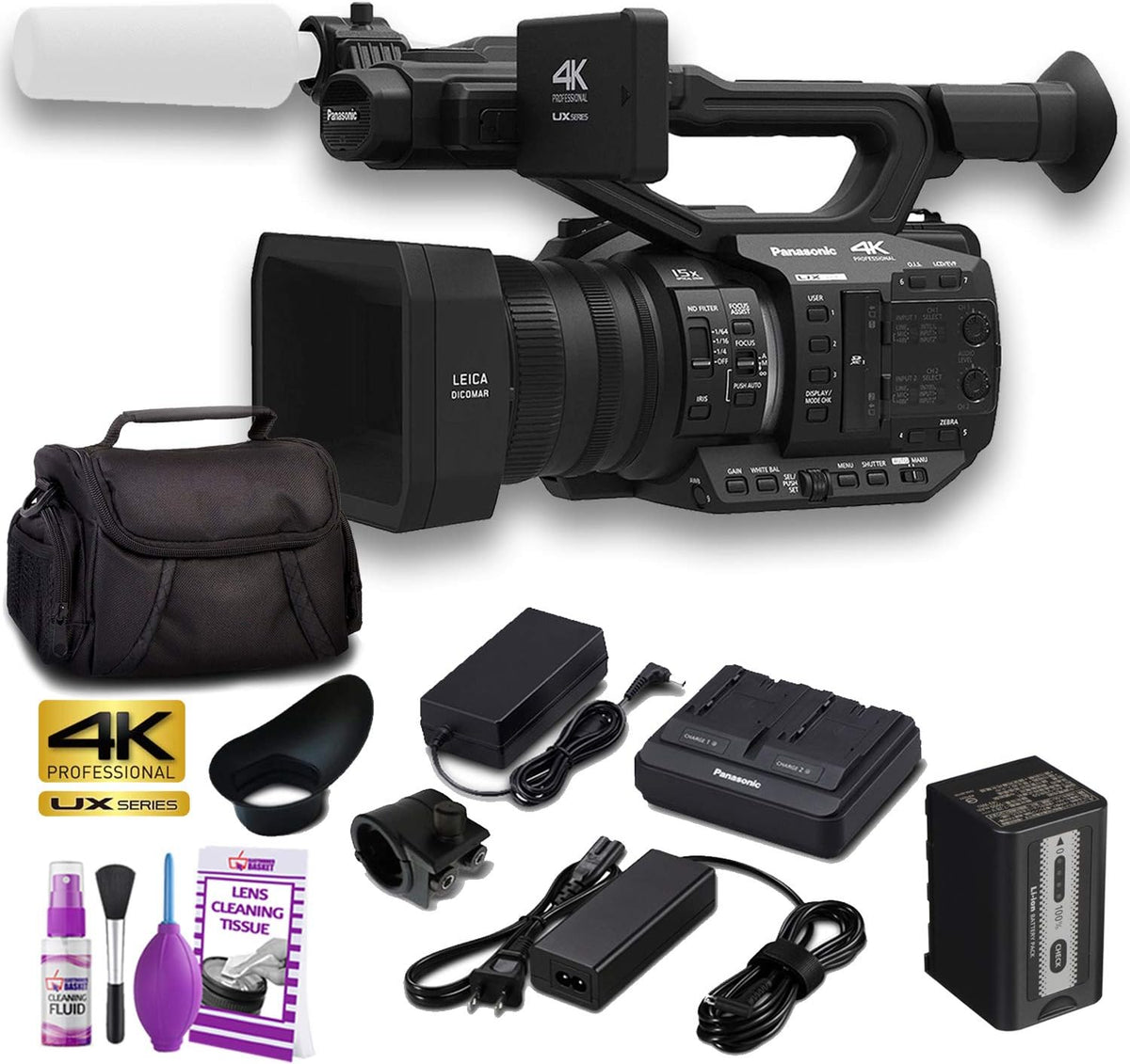 4K-UHD FHD Camcorder with Soft Padded Case and Cleaning Kit U1550