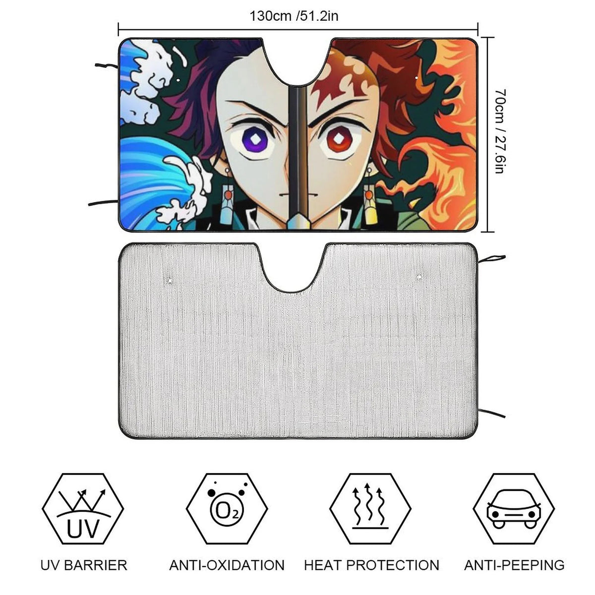 Demon Slayer Anime Car Windshield Sunshade Foldable Reflective Sun Visor L13217