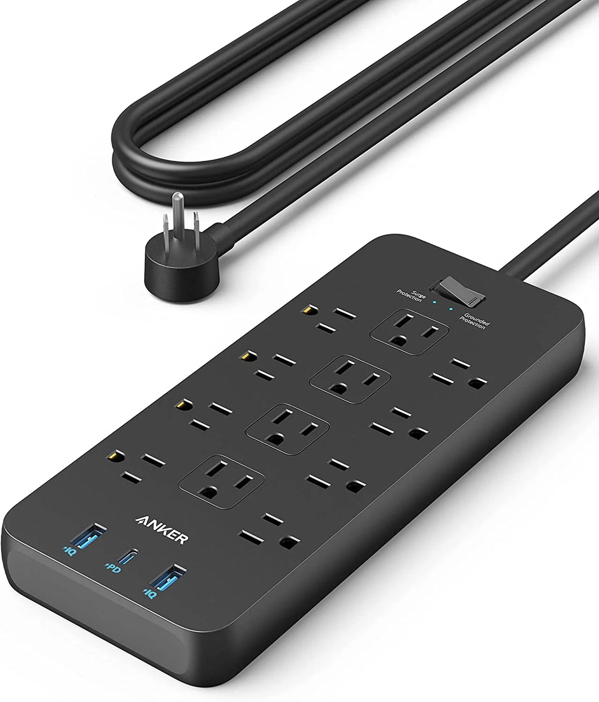 Power Strip Surge Protector 12 Outlets 2 USB A 1 USB C 5ft Extension Cord H80890