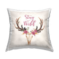 Floral Deer Skull Throw Pillow M9696