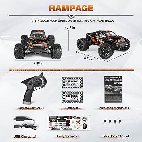1:18 Scale 4X4 RC Monster Truck with 2 Batteries S52345