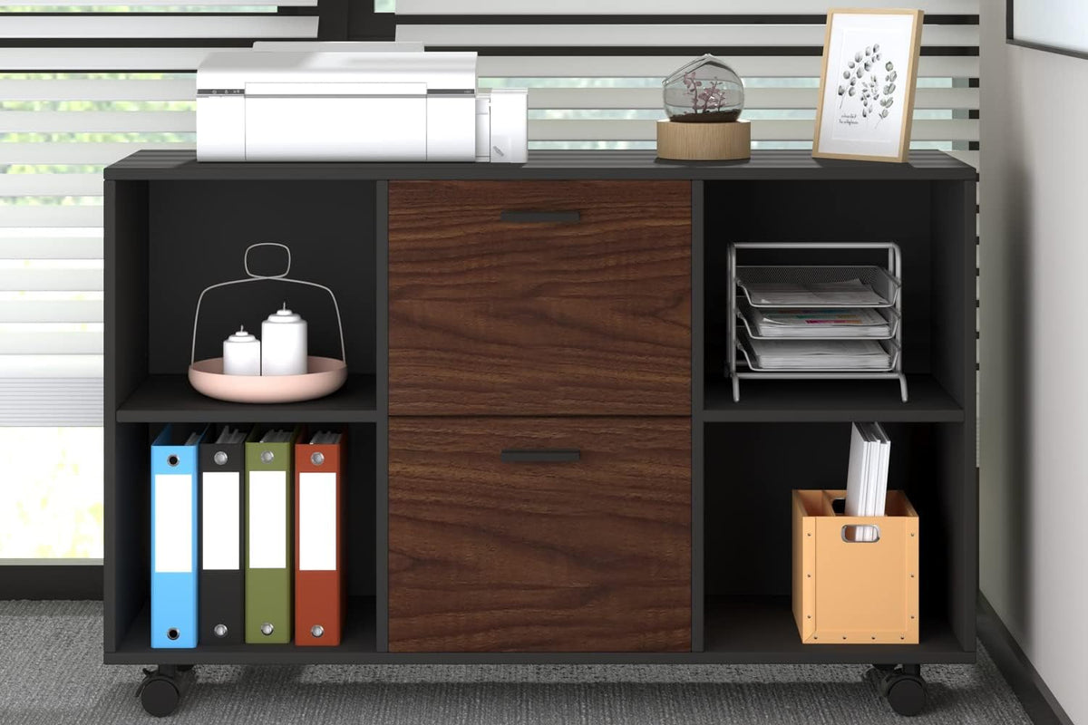 Black 2 Drawer Mobile Filing Cabinet with Storage R2577