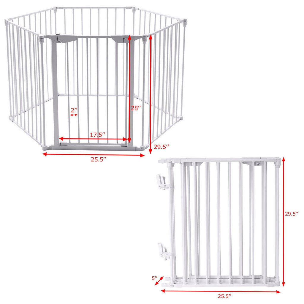 White 6 Panel Metal Playpen Barrier Z996532