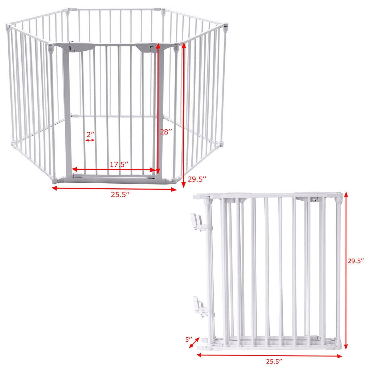 White 6 Panel Metal Playpen Barrier Z996532
