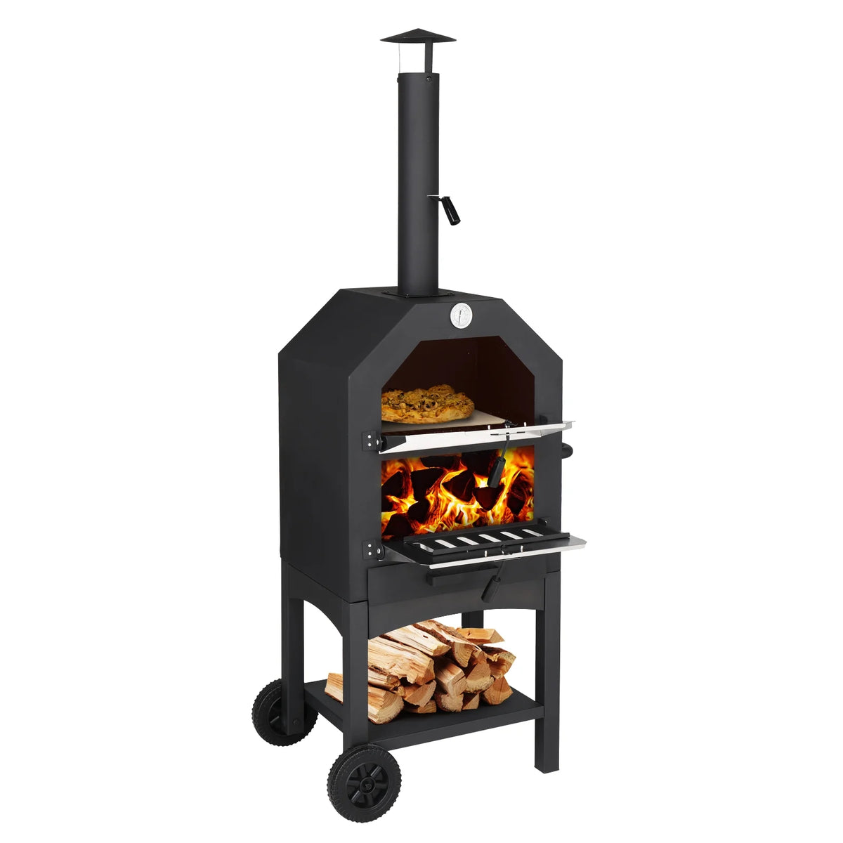 Portable Wood Burning Outdoor Pizza Oven with Pizza Stone and Peel S399