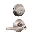 Satin Nickel Entry Door Lever Set and Deadbolt Combo L1849