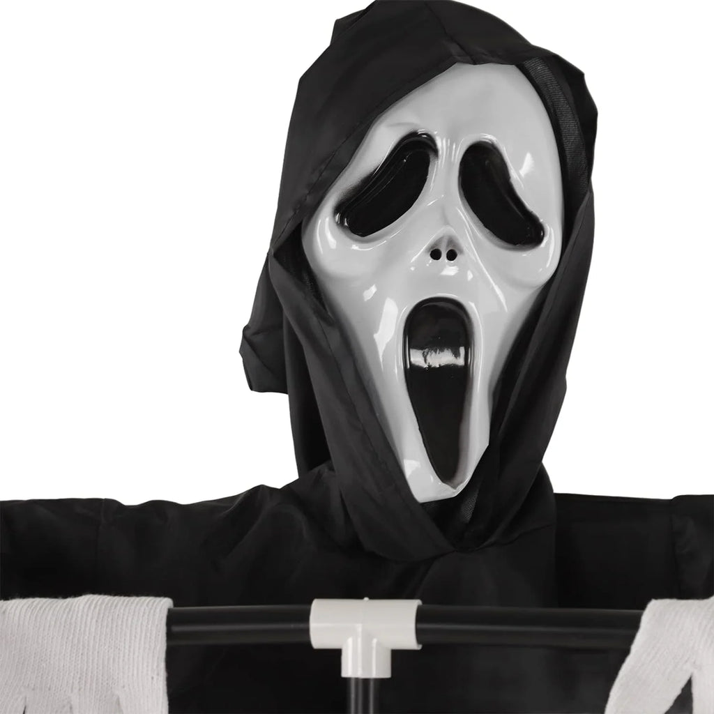 Black Halloween Flying Ghostface Decoration with Detachable Pole and Gloves L51988